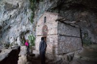 LBL1703945-1200  Hermitage at Lake Megali Prespa. Chris Mounsey guiding. © Leif Bisschop-Larsen / Naturfoto.